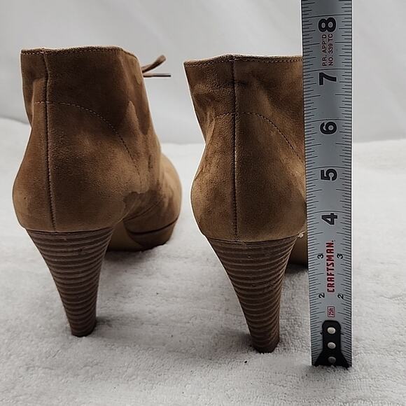 PAUL GREEN HAVANA SUEDE STACKED HEEL LACE-UP TAN ANKLE BOOTIES WOMENS SIZE 8.5 - Picture 10 of 16